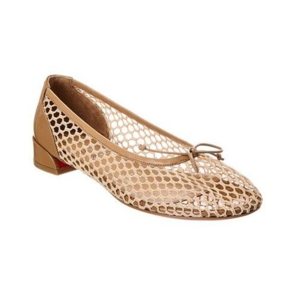 Christian Louboutin Shoes - Christian Louboutin Sweetie Jane Mesh & Patent Ballerina Flat Size 37.5